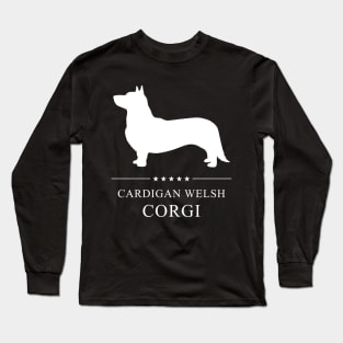 Cardigan Welsh Corgi Dog White Silhouette Long Sleeve T-Shirt